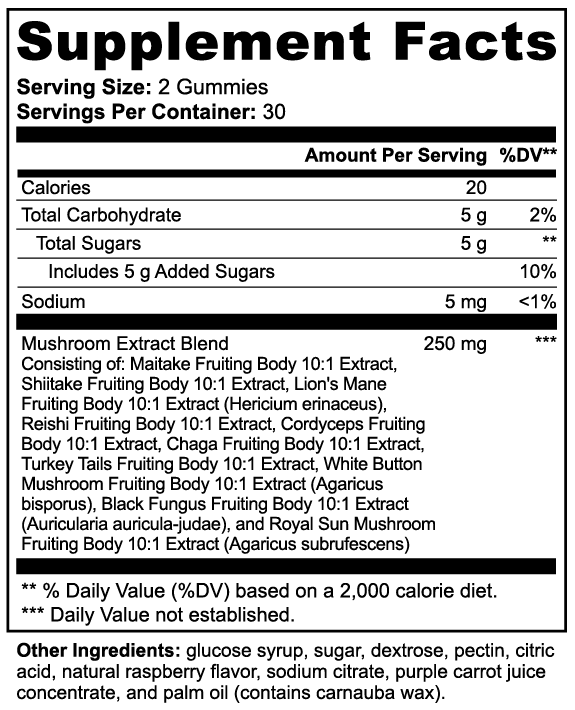 Mushroom Extract Gummies ENERGY + FOCUS superfoodz